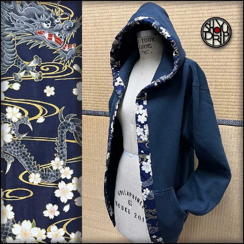 Blue Sakura Dragon Happi Hoodie