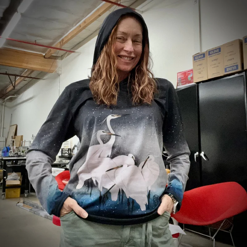 Egrets in the Snow Tshirt Hoodie