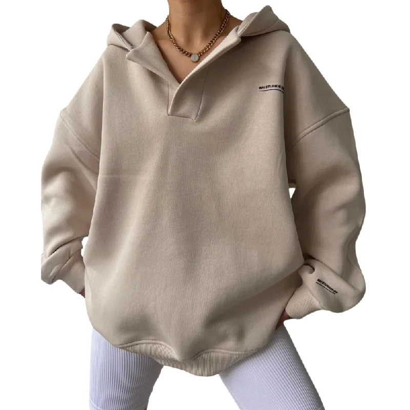 Women's Loose Solid Color Hoodie