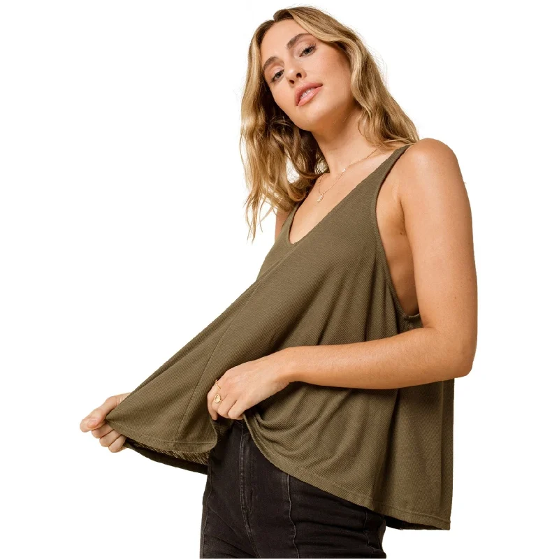 Free People Womens Solid Ribbed Tank Top, Green, X-Small