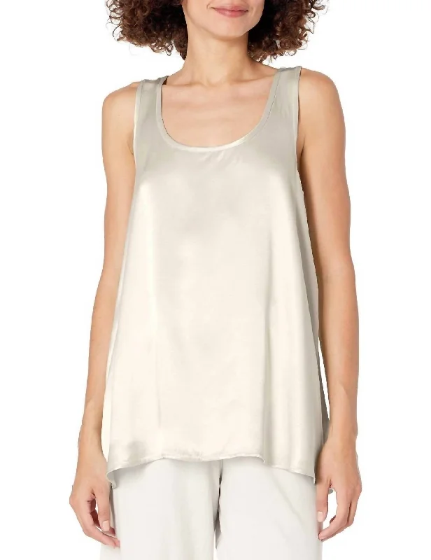 Laura Satin Racerback Tank In Eggnog