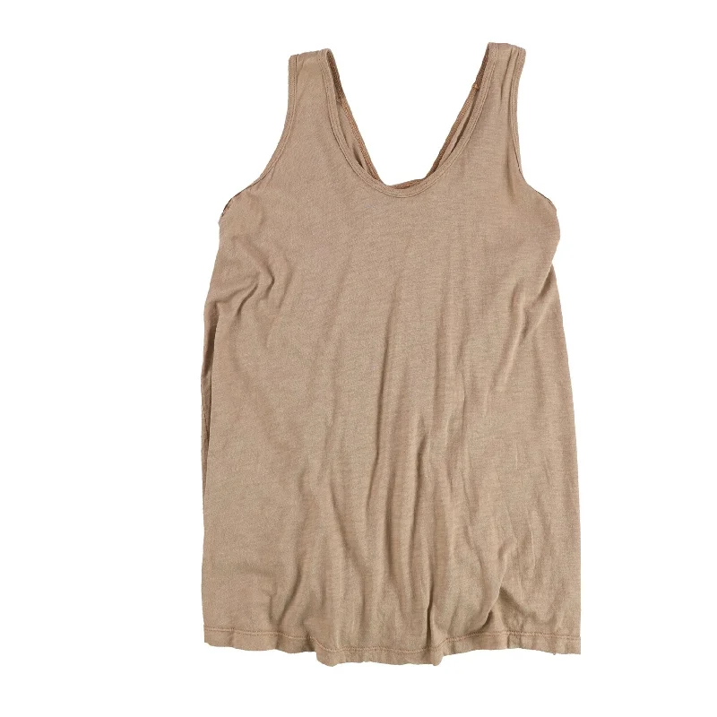 Tags Weekly Womens Ruched Drawstring Back Tank Top, Brown, Small