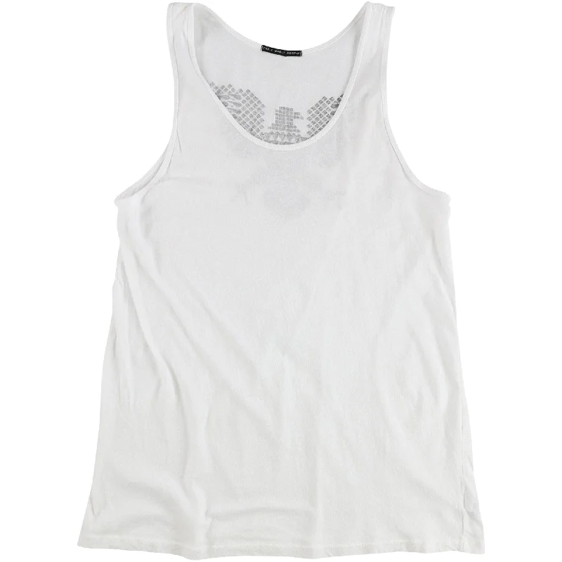 TRULY MADLY DEEPLY Womens Bird Back Racerback Tank Top, White, S/M