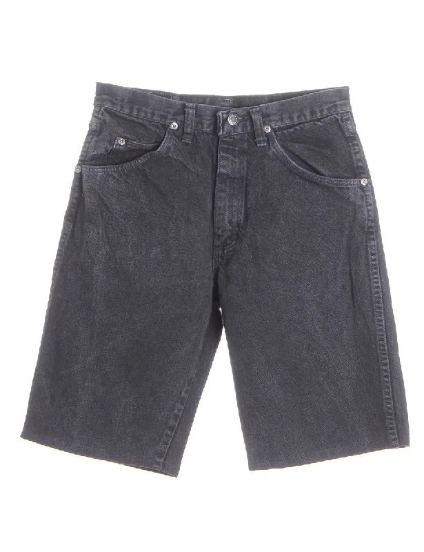 Label Hemmed Denim Shorts