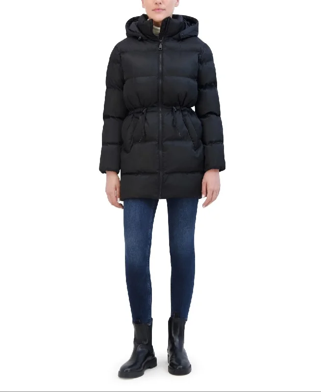 Rebecca Minkoff Women's Vegan Down Coat With Waist Drawstrings And Hood