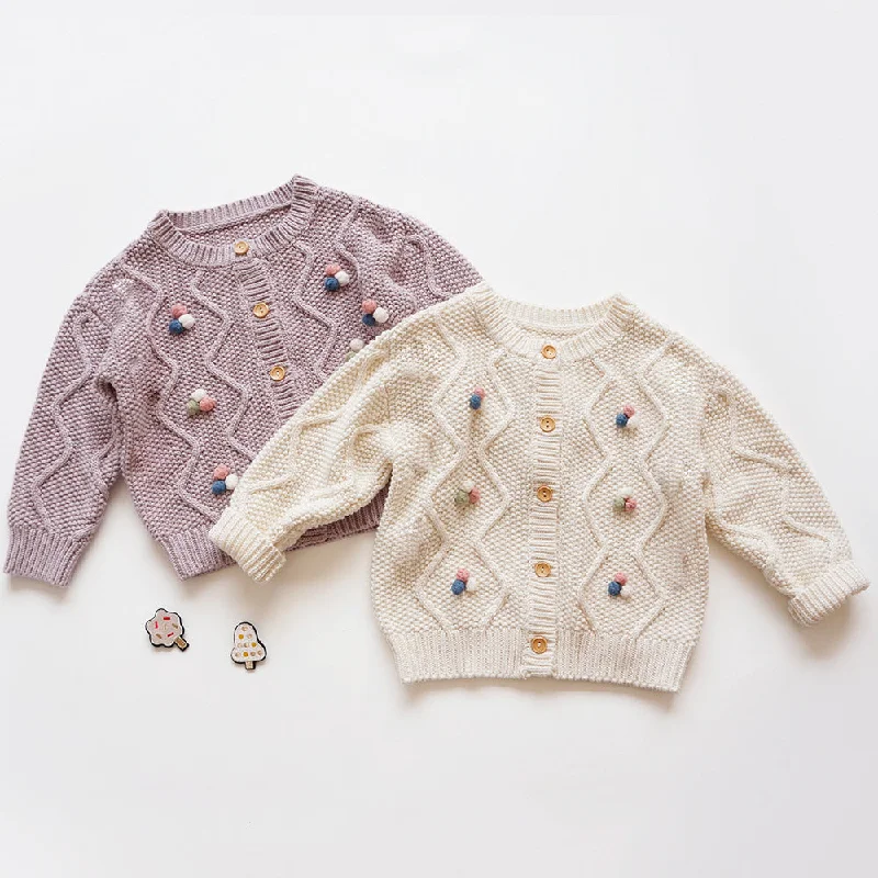 Children's sweater hand crochet knit cardigan