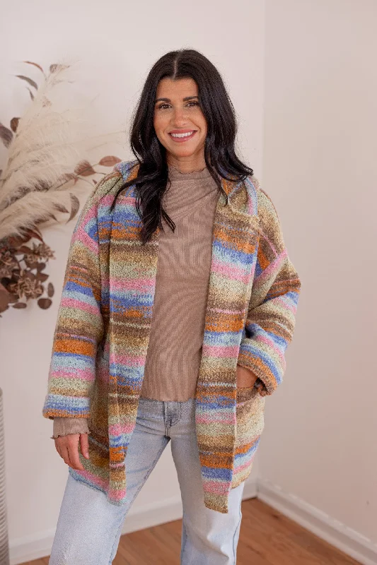 Colorful Perfection Blue Striped Cardigan