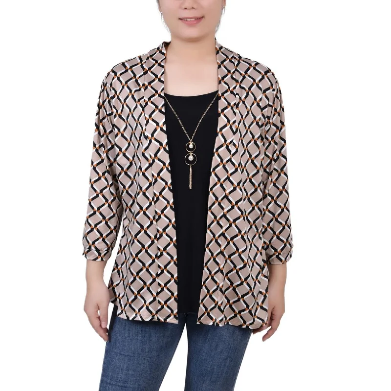 NY Collection Womens Petites Cardigan Layering Blouse