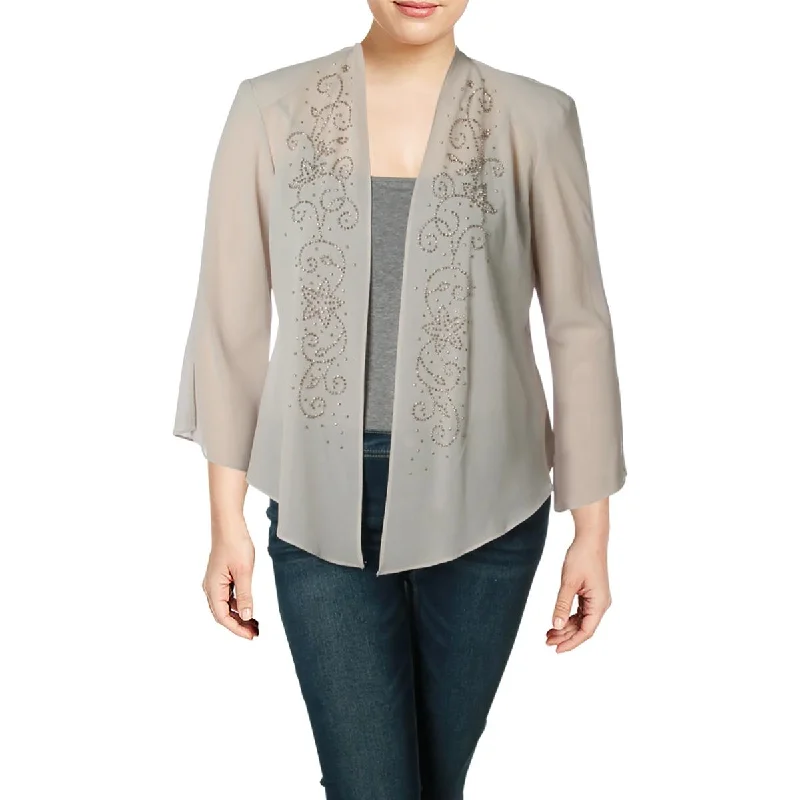 R&M Richards Womens Embellished Cardigan Top