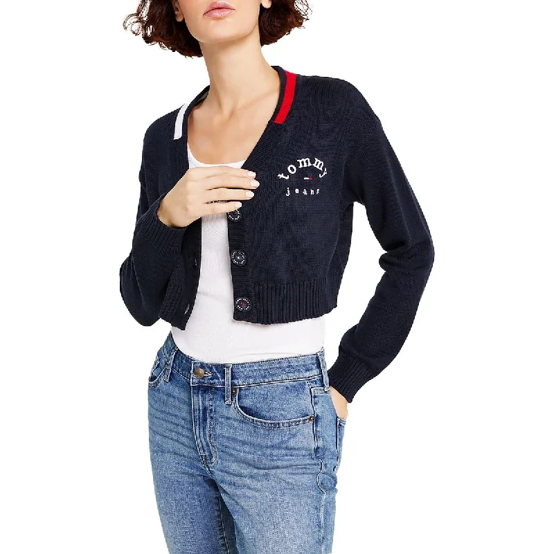 Tommy Jeans Womens Logo Cropped Cardigan Sweater