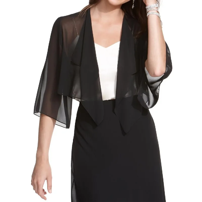 Alex Evenings Womens Sheer Elbow Sleeves Cardigan Top