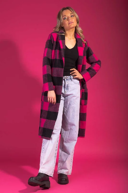 Bree Cardigan Pink & Black Check