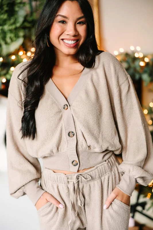 Cozy Habits Mocha Brown Button Down Cardigan