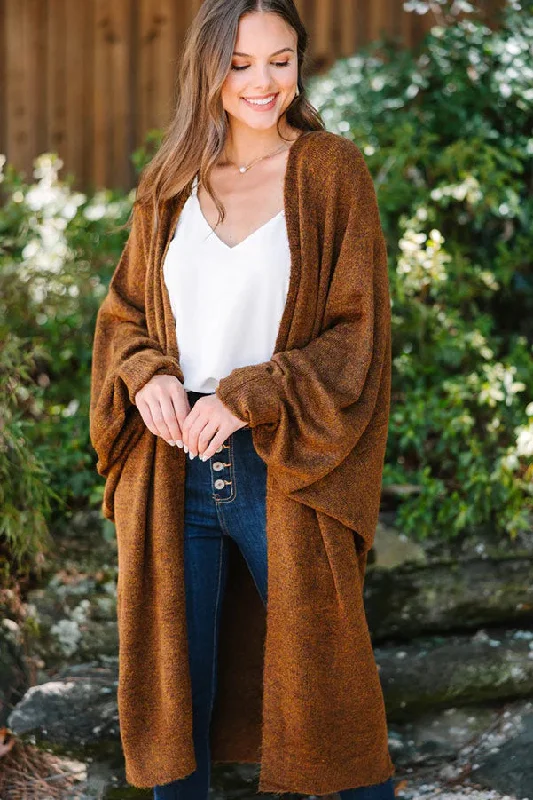 Expecting You Camel Brown Cardigan