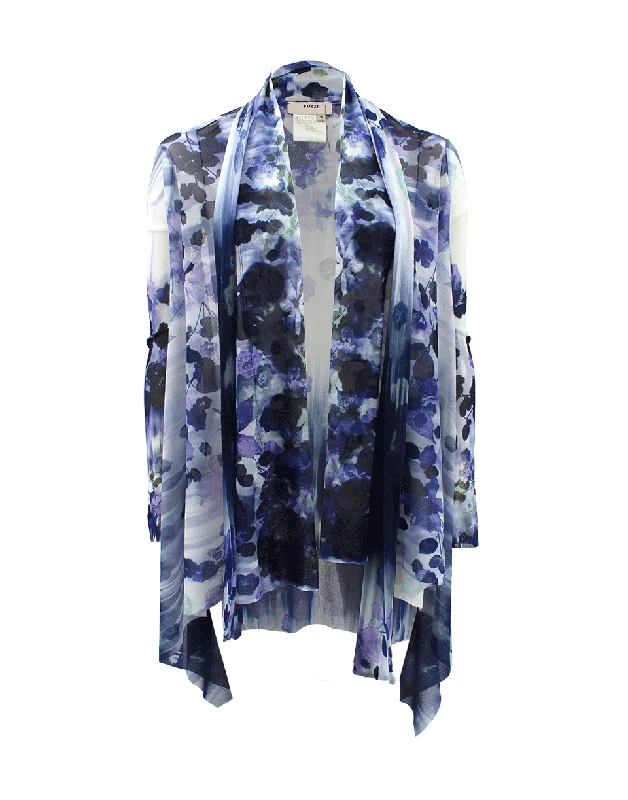 Long Sleeve Drape Floral Cardigan