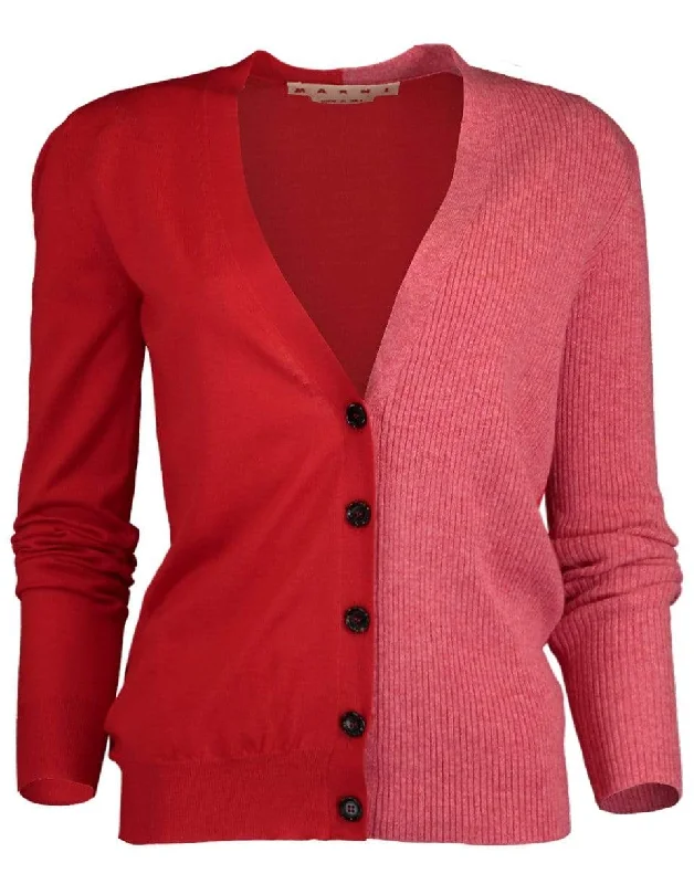 Orange and Red Color Blocked Cardigan